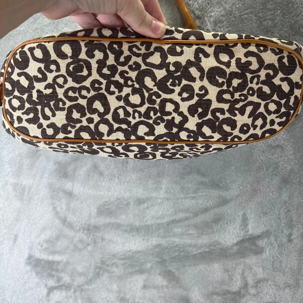 Antonio Melani Leopard Print Canvas‎ Leather Trim Satchel Mob Wife Indie Sleaze
